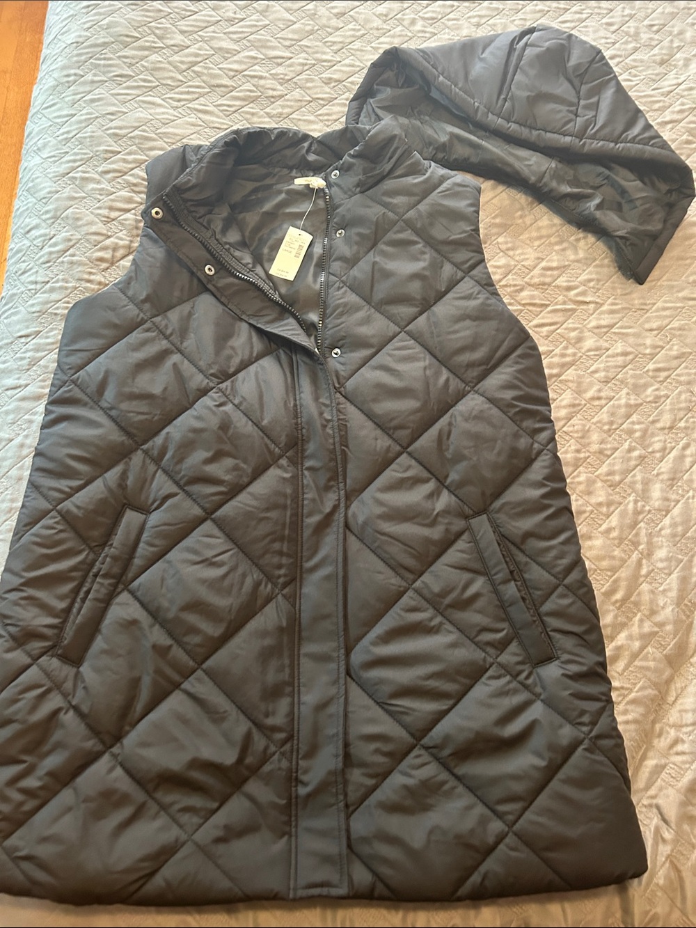 Maurices Black Quilted Hooded Puffer Vest with Detachable Hood